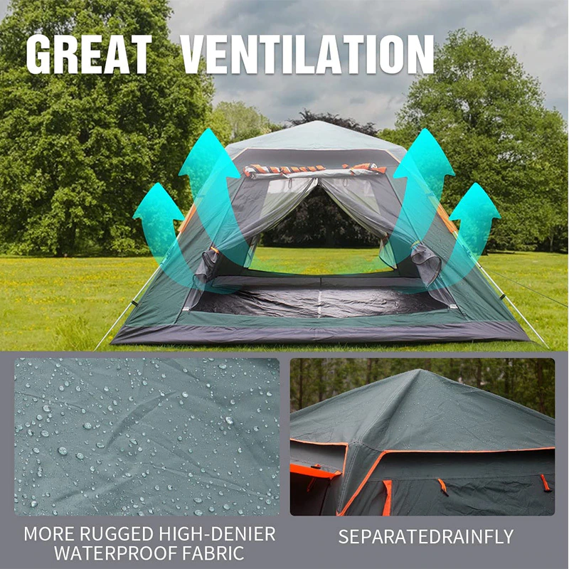 Cheap Goat Tents 4 6 Person Outdoor Automatic Quick Open Tent Rainfly Waterproof Camping Tent Family Outdoor Instant Setup Tent With Carring Bag Tents 